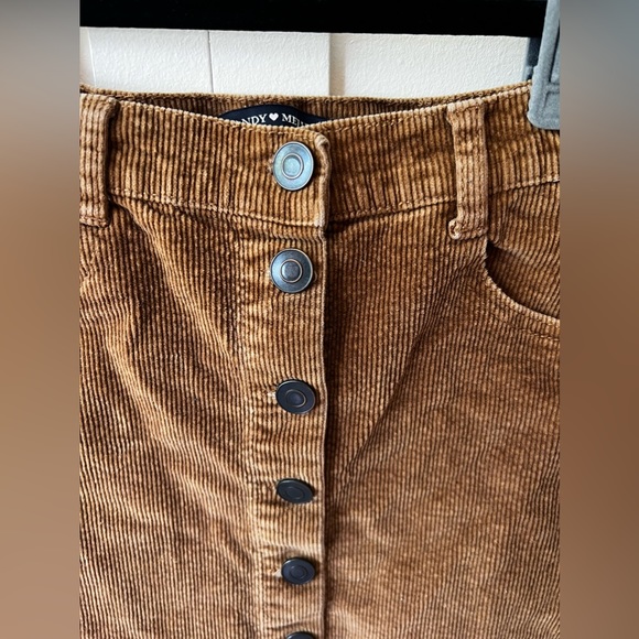 Brandy Melville Mini‎ Skirt Size Small Corduroy Brown Button Front A-line - Picture 3 of 9